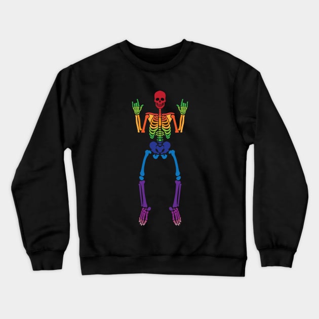 Spooky Rainbow Skeleton Crewneck Sweatshirt by JenniferSmith